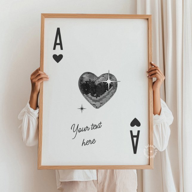 Trendig Ace of Hearts Anpassningsbar Print Poker C Poster (Trendy Ace of Hearts Custom Print Poker Card)