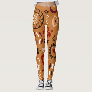 Trendig African Indian Tribal Seamless Brown Leggings