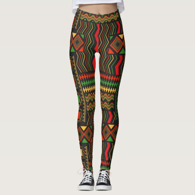 Trendig African Tribal Geo Abstrakt Leggings (Framsida)
