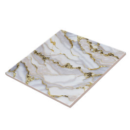 Trendig Agate Marble White Guld Collection Kakelplatta