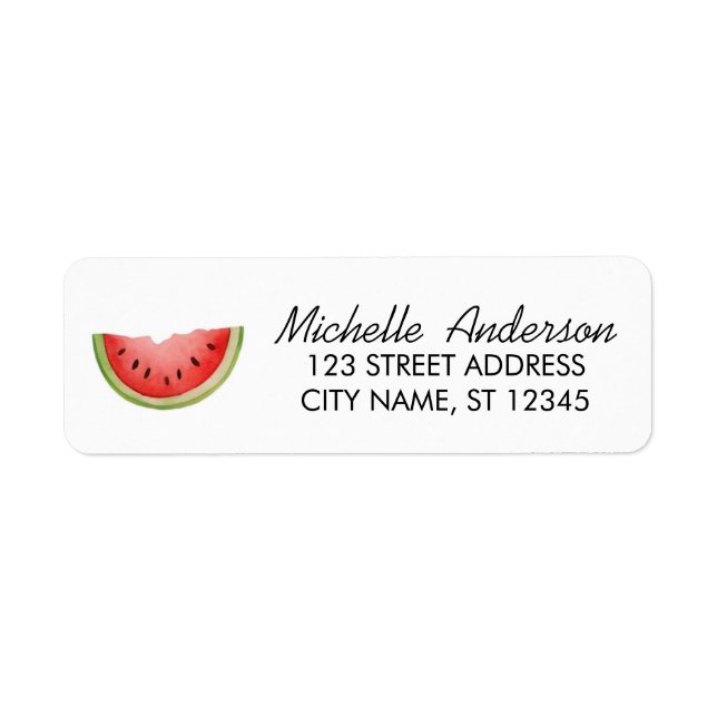 Trendig akvarell-vattenmelon returadress        etikett (Framsidan)