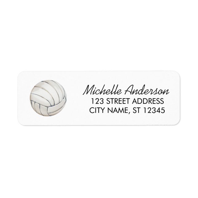 Trendig akvarell volleyboll returadress etikett (Framsidan)
