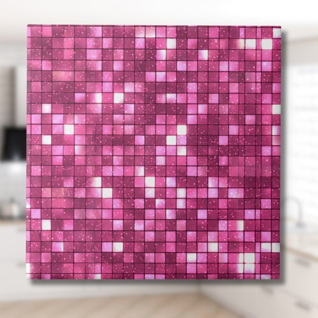 Trendig Alla Hjärtans Dag Rosa Diskostil Fyrkantig Kakelplatta (Skapare uppladdad)