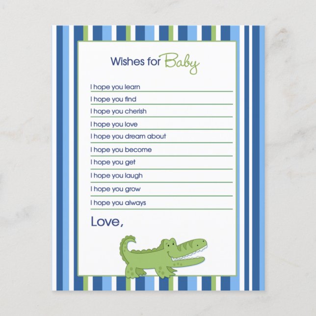 Trendig Alligator Önskemål for Baby Advice-kort (Framsida)