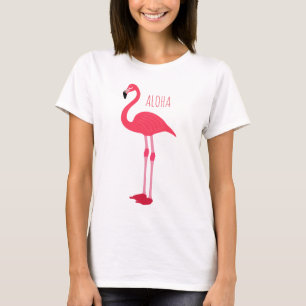 Trendig ALOHA Rosa Flamingo Tropical Roligt Trendi T Shirt