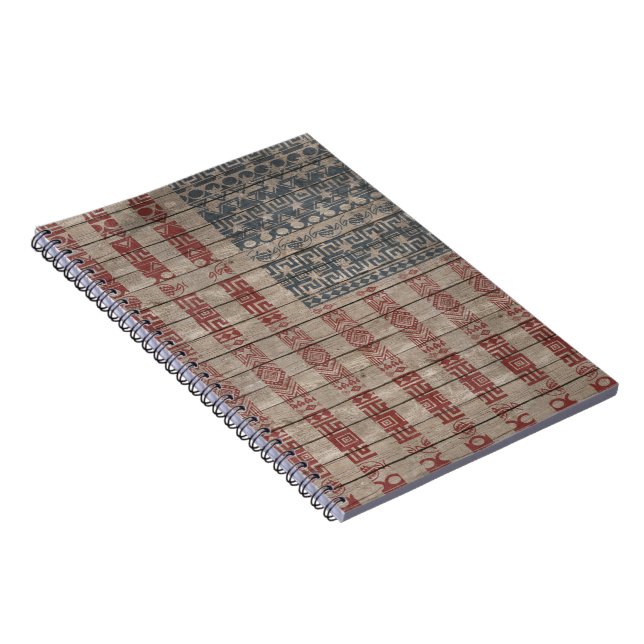 Trendig Amerika flagga Aztec Tribal Mönster Anteckningsbok (Högra Sidan)