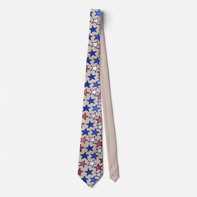 Trendig Amerika Rött vitt blått Stars Beige Slips (Framsida)