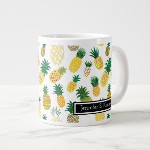 Trendig Ananas Mönster Lägg till ditt namn Jumbo Mugg