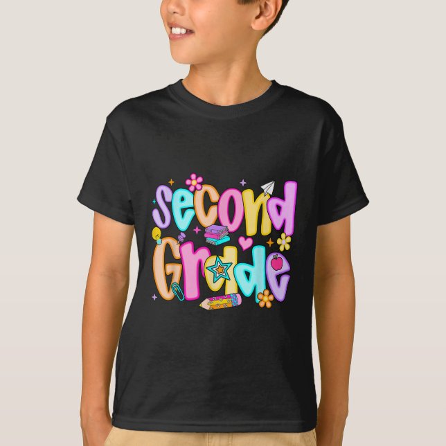 Trendig andra klass tillbaka till skolan 2:a klass t shirt (Framsida)