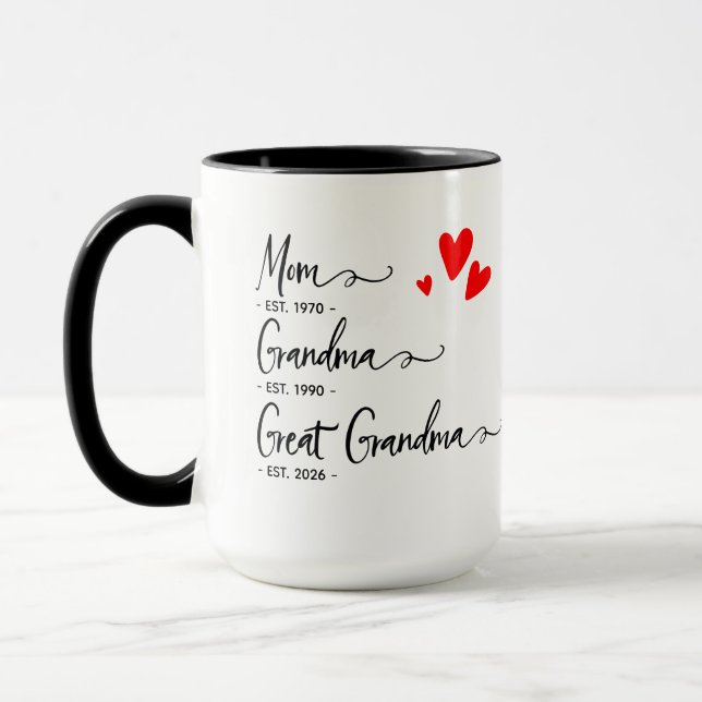 Trendig anpassad år Mamma Mormor Farmor Mugg (Vänster)