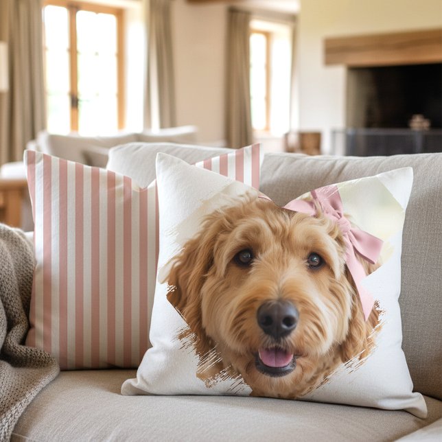 Trendig anpassad fotofärg penseldrag Hund Rosa Kudde (Skapare uppladdad)