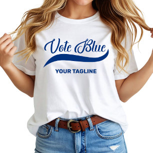 Trendig anpassad röst blå politisk t shirt