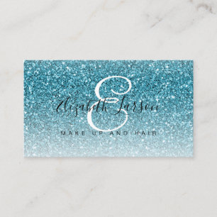 Trendig Aqua Blå Glitter Smink Artist Hår Salong Visitkort