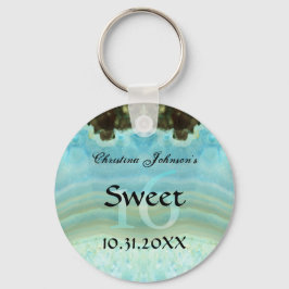 Trendig Aqua Blue Crystal Sweet 16 Party favors Nyckelring