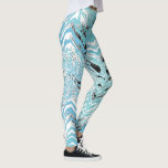 Trendig Aqua Blue White Chevron ZigZag Leggings<br><div class="desc">♥ Trendig,  sliek & chic zags mönster designade i lager Women Sports Gym Yoga Leggings. ♥</div>