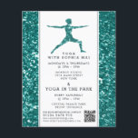 Trendig Aqua Glitter Effect Yoga Class Advertising Flygblad<br><div class="desc">Trendig Aqua Glitter Effect Yoga Class Reklamation Flyers by the Affärskort Store.</div>