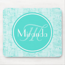 Trendig Aqua Mint Crackle Mönster med monogram