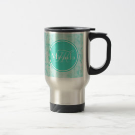 Trendig Aqua Mint Crackle Mönster med monogram Resemugg