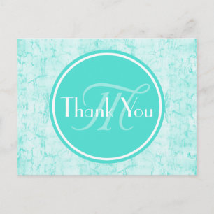 Trendig Aqua Mint-Tack med monogram Vykort