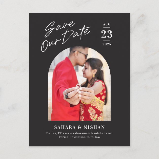 Trendig Arch Editable Färg Spara vykortet för datu Vykort (Framsida)