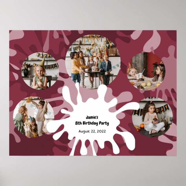 Trendig Art Birthday 5 Photos Collage Template Poster (Framsidan)
