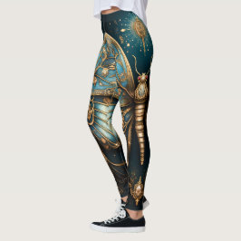 Trendig Art Deco Blue Guld Butterfly Yoga Leggings