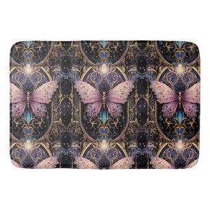 Trendig Art Deco Lila Rosa Guld Butterfly Badrumsmatta