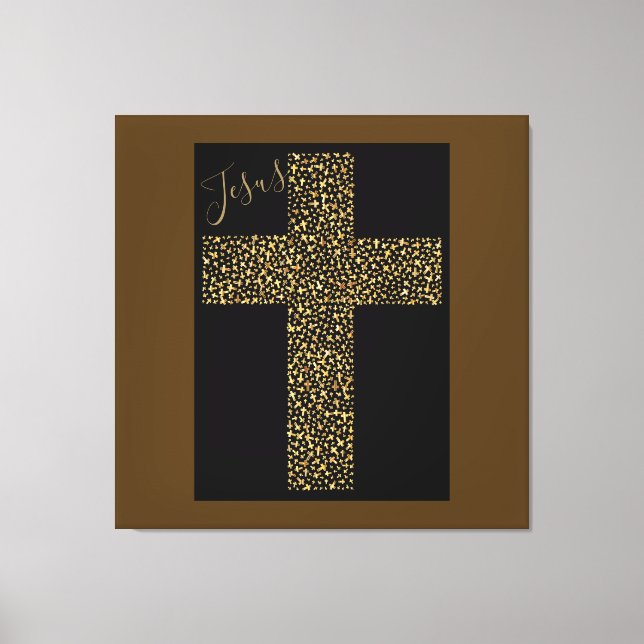 Trendig Art Image Jesus Guld Kor Brown Canvastryck (Framsida)