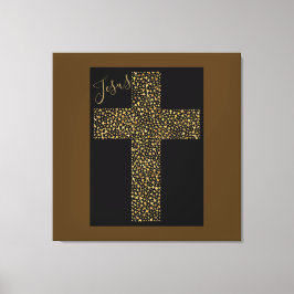 Trendig Art Image Jesus Guld Kor Brown Canvastryck