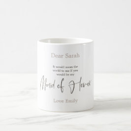 Trendig Arty Brown Script Maid of honor-begäran Kaffemugg