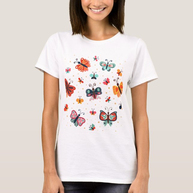 trendig av färgade fjärilar T-Shirt (Framsida)