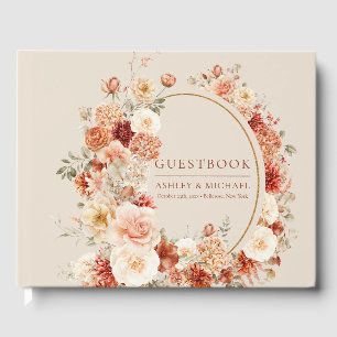 Trendig av koppar och blomsäck gästböcker