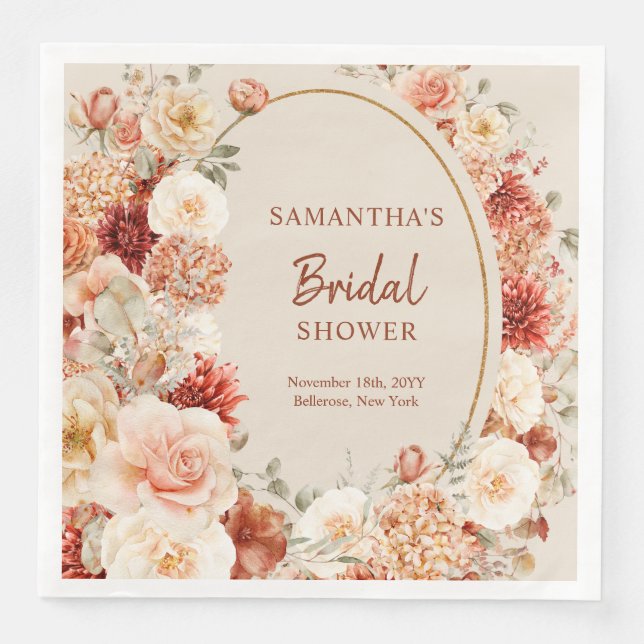 Trendig av  koppar och blomsäck pappersservett (Framsida)