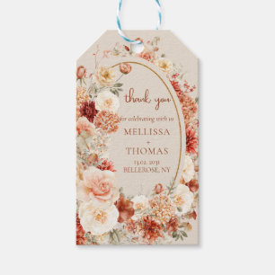 Trendig av  koppar och blomsäck presentetikett
