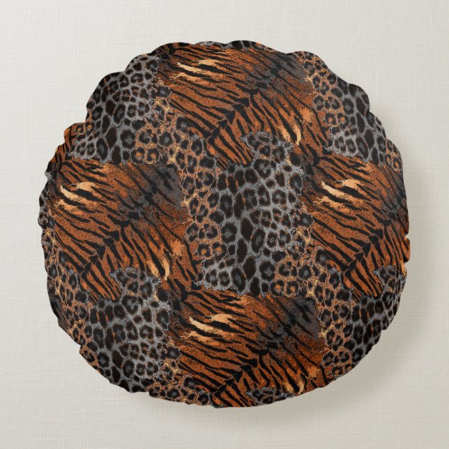Trendig av leopard rund kudde (Framsidan)