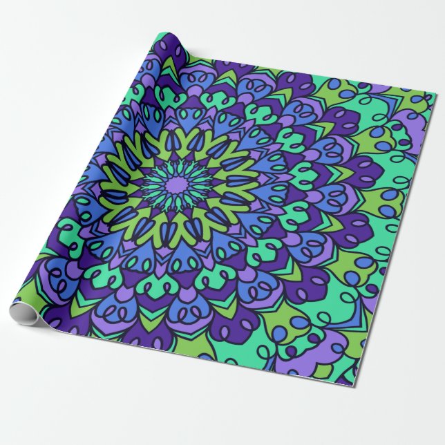 Trendig av mönster Geometric Vintage Cute Presentpapper (Utrullad)