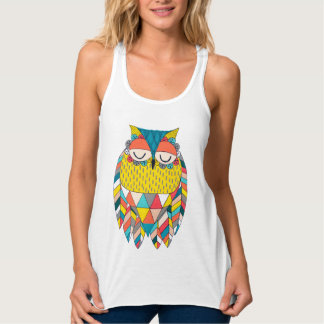 Trendig Aztec Triangles Mönster Uggla Illustration Linne Med Racerback