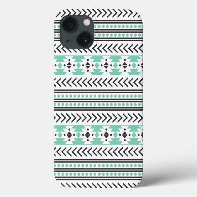 Trendig Aztec Tribal Print Geometric Mönster Grönt (Baksida)