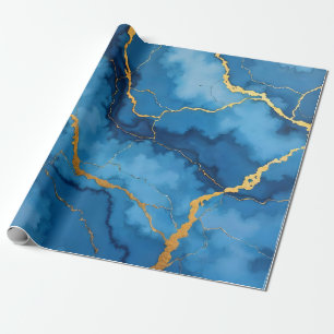 Trendig Azure Blue Guld Marble Collection Presentpapper