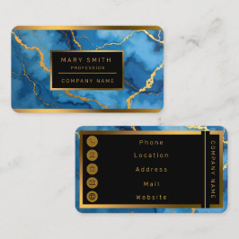 Trendig Azure Blue Guld Marble Collection Visitkort