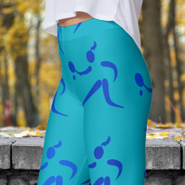 Trendig Azure Blue Womens Tennis Mönster Leggings