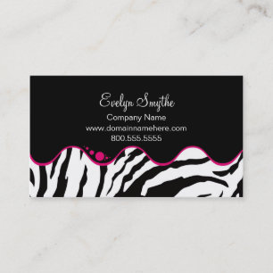 TRENDIG B&W ZEBRA TRYCK MED SHOCK ROSA CURVE ACCEN VISITKORT