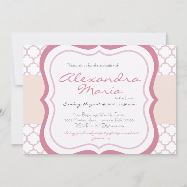 Trendig Baby Dedication Christening Inbjudan (Framsida)