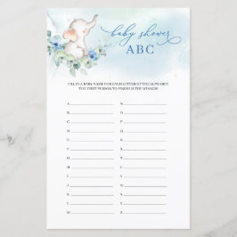 Trendig baby elefant blå blomster Baby Shower ABC