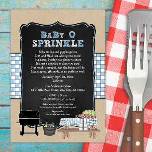 Trendig Baby Q Sprinkle for boybabydusch Inbjudningar