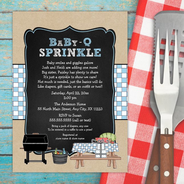 Trendig Baby Q Sprinkle for boybabydusch Inbjudningar (Skapare uppladdad)