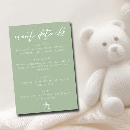 Trendig babyfest i sagemörkgrönt - Eventdetaljer Tilläggskort