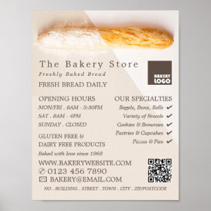 Trendig Bakery Store Reklamation, färsk Baguette Poster