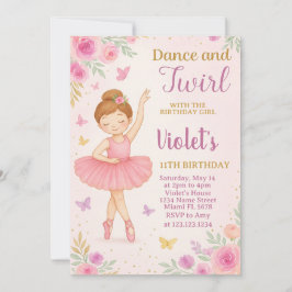 Trendig Ballerina Födelsedagsinbjudan Inbjudningar