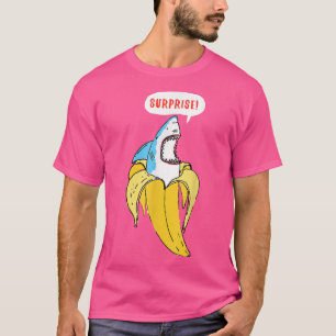 Trendig Banana Shark Surprise Humor T Shirt